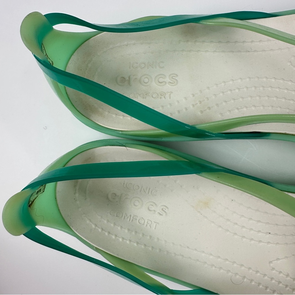 Crocs Isabella Strappy Jelly Slip On Sandals Womens 10 Green Flats Shoes 205150 - Picture 7 of 15